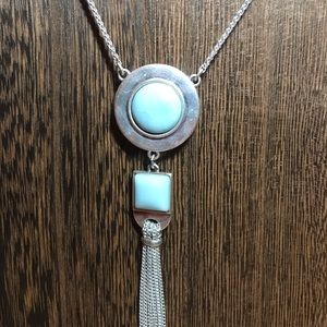 Lucky Brand Reversible Larimar/Moonstone tassel necklace